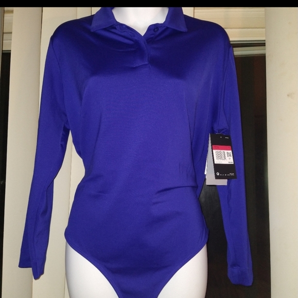 Nike Forever Tucked Bodysuit Large UV Long sleeve Collared NWOT cz6710 - Picture 2 of 4